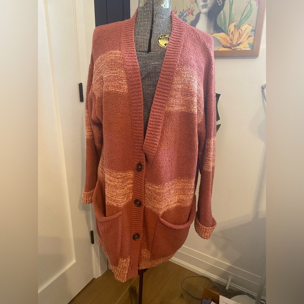 Women's Free People stripe oversize long cardigan